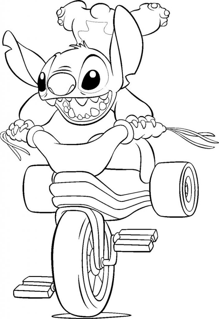 Plansa de colorat cu Lilo si Stitch 3 4
